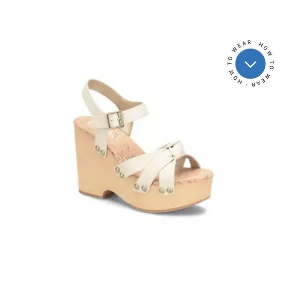 Korks Dawson Wedge Sandals Off White Strappy Women’s Sz 11 - Picture 2 of 11